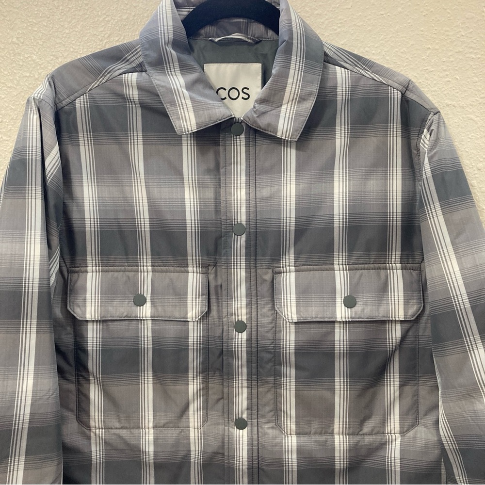 COS Gray Shirt Jacket Plaid Light  Men's size M - Picture 4 of 15